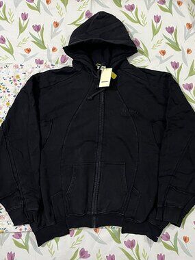 Vetements Black Hooded Zip-Up Sweatshirt